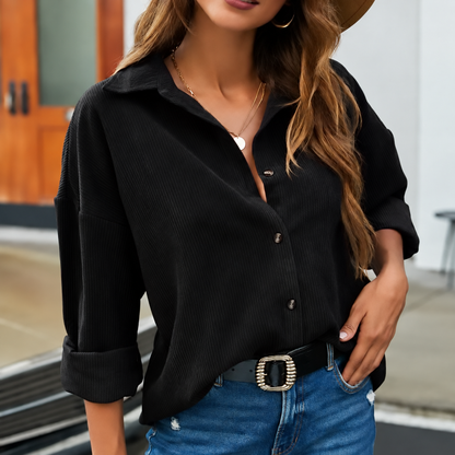 Chemise ample texturée — noir