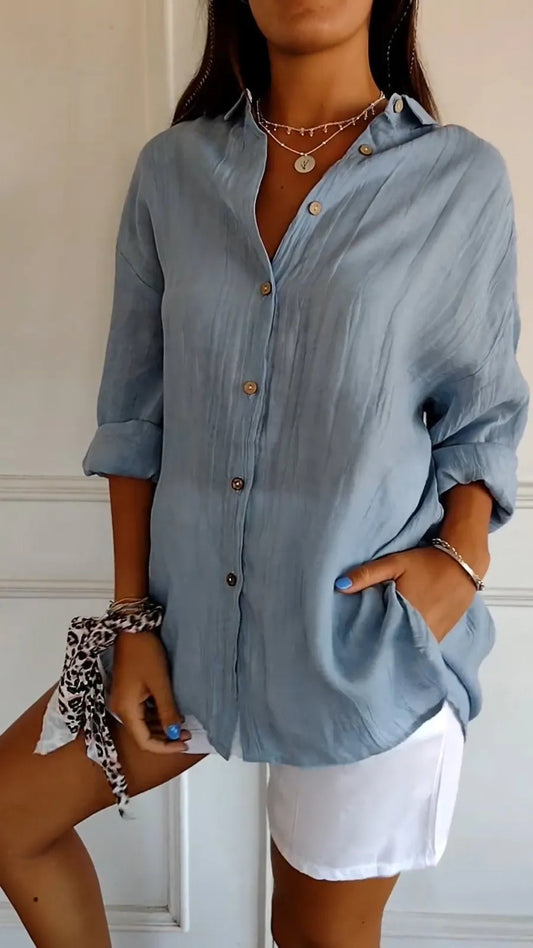 Chemise fluide à plis — bleu