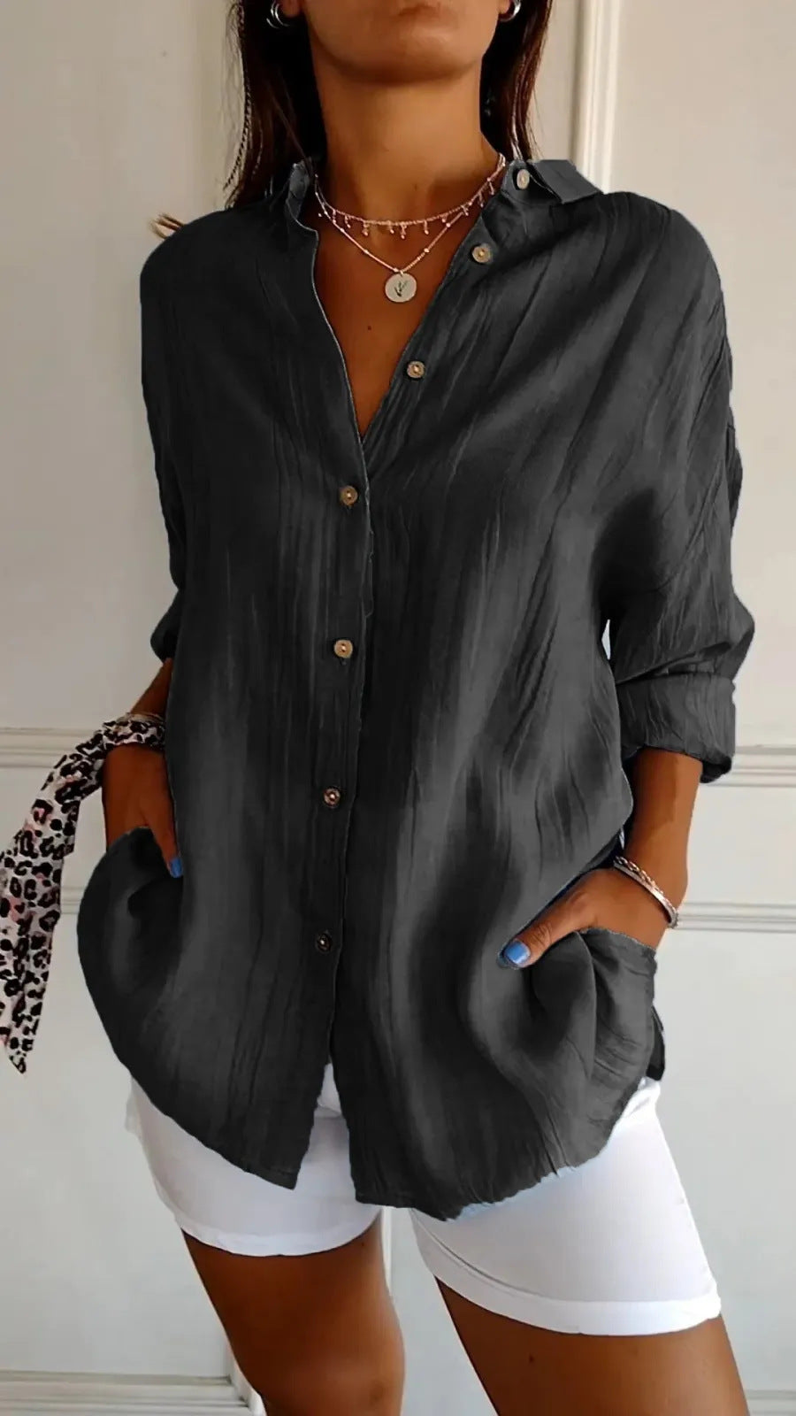 Chemise fluide à plis — noir