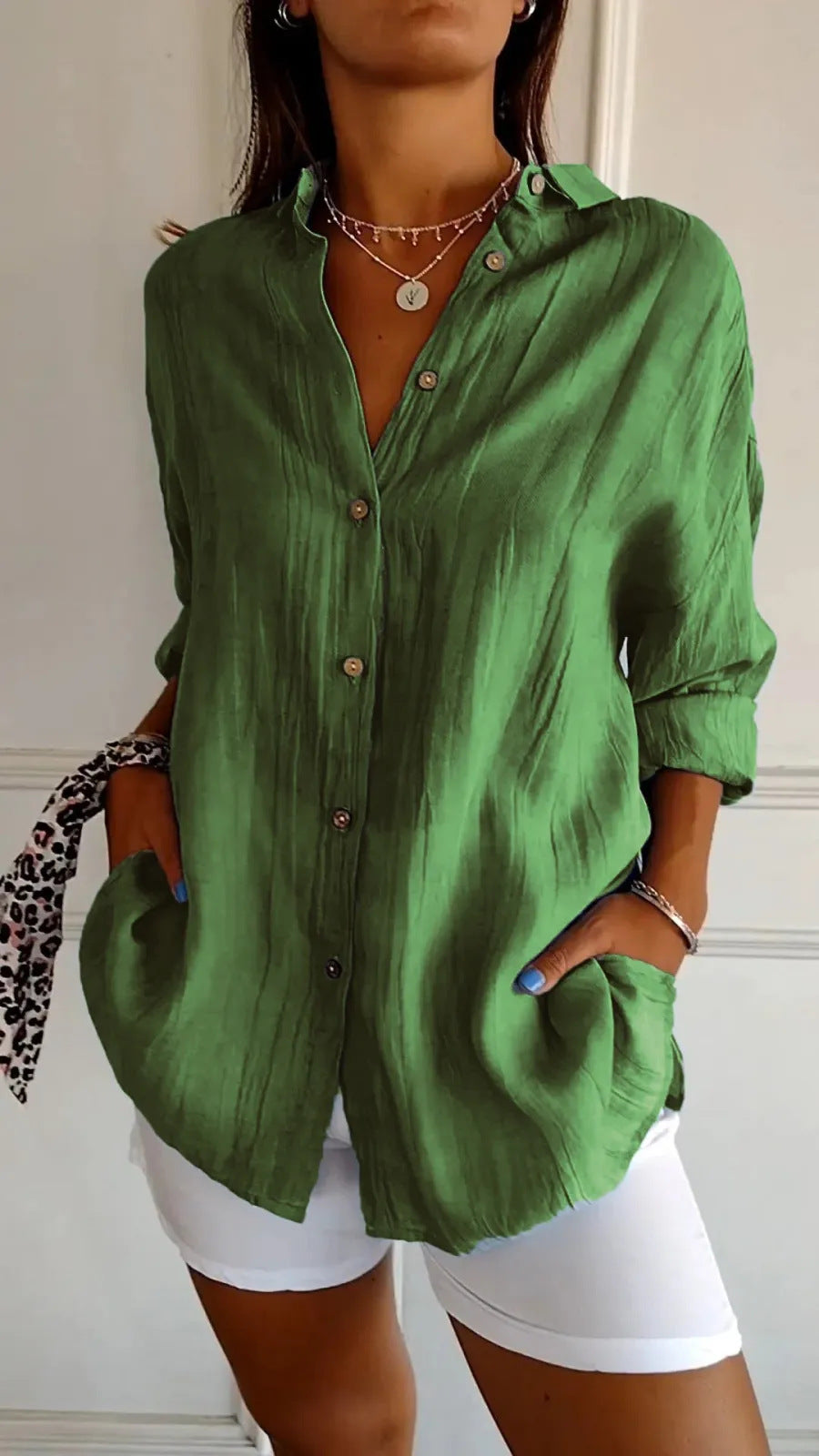 Chemise fluide à plis — vert