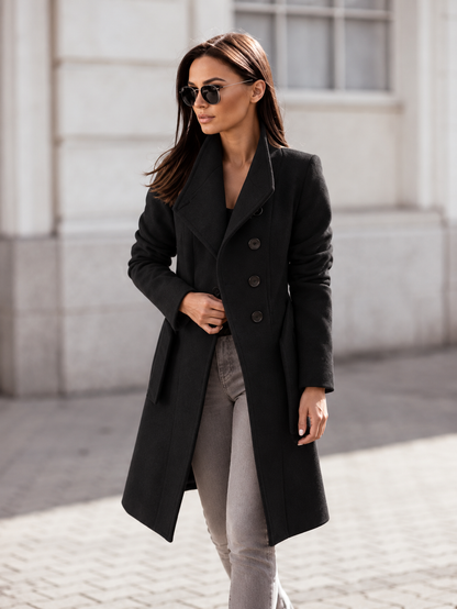 Manteau à double boutonnage noir