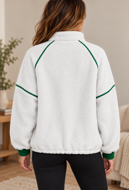 Vue de dos du sweat blanc et vert